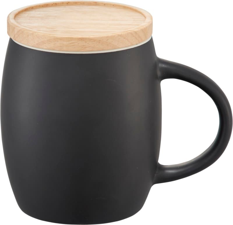 Hearth 400 ml ceramic mug with wooden coaster 3