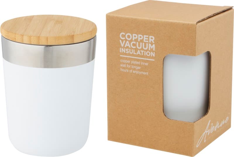 Lagan 330 ml copper vacuum insulated stainless steel tumbler with bamboo lid 1