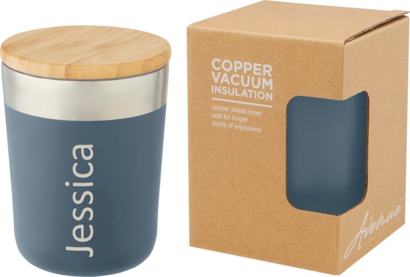 Lagan 330 ml copper vacuum insulated stainless steel tumbler with bamboo lid 19