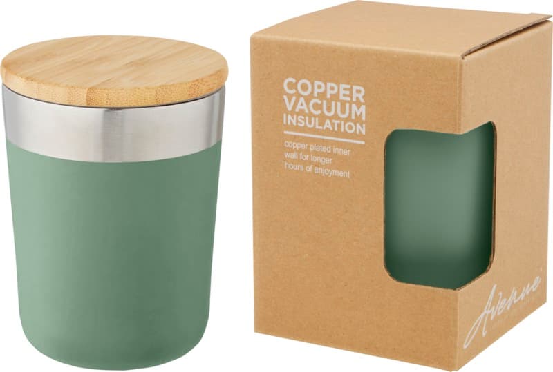 Lagan 330 ml copper vacuum insulated stainless steel tumbler with bamboo lid 20