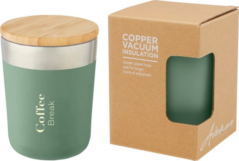 Lagan 330 ml copper vacuum insulated stainless steel tumbler with bamboo lid 28
