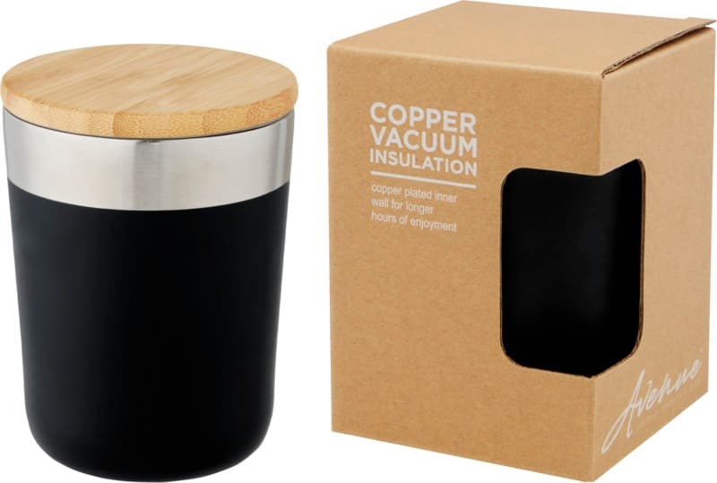 Lagan 330 ml copper vacuum insulated stainless steel tumbler with bamboo lid 30