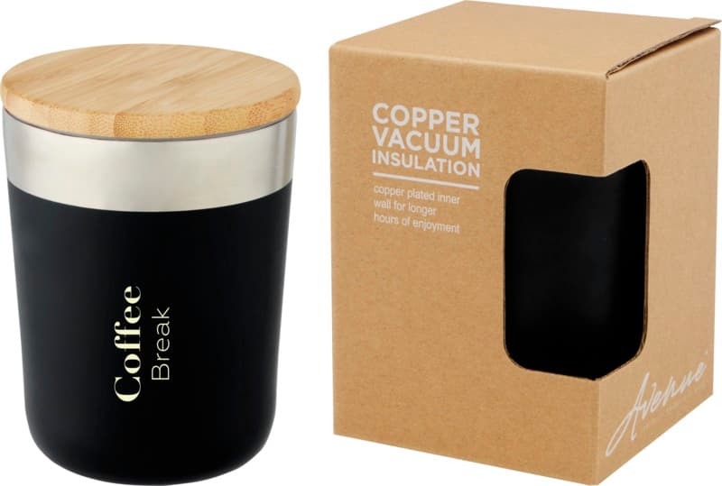 Lagan 330 ml copper vacuum insulated stainless steel tumbler with bamboo lid 38