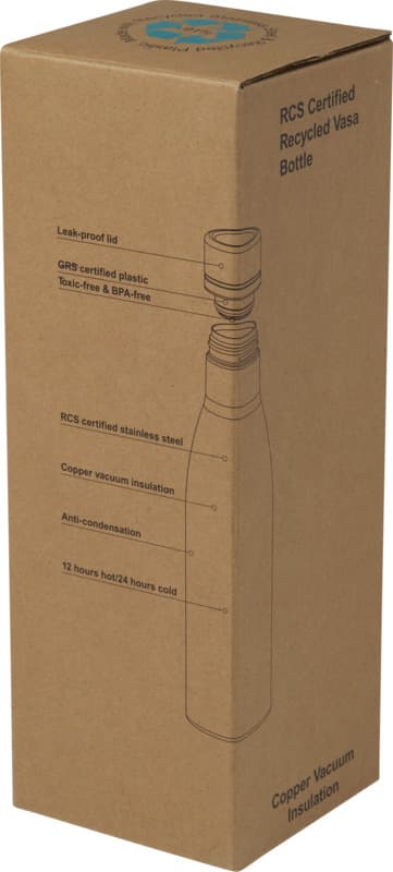 Vasa 500 ml RCS certified recycled stainless steel copper vacuum insulated bottle 6