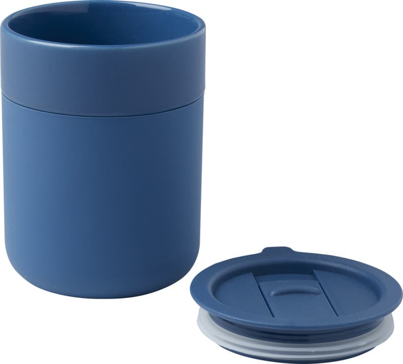 Java 330 ml ceramic tumbler with silicone wrap and plastic lid 10
