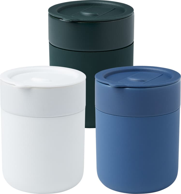 Java 330 ml ceramic tumbler with silicone wrap and plastic lid 20