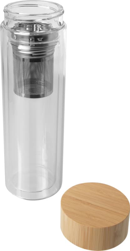 Bailey 400 ml borsilicate glass infuser bottle with bamboo lid 3