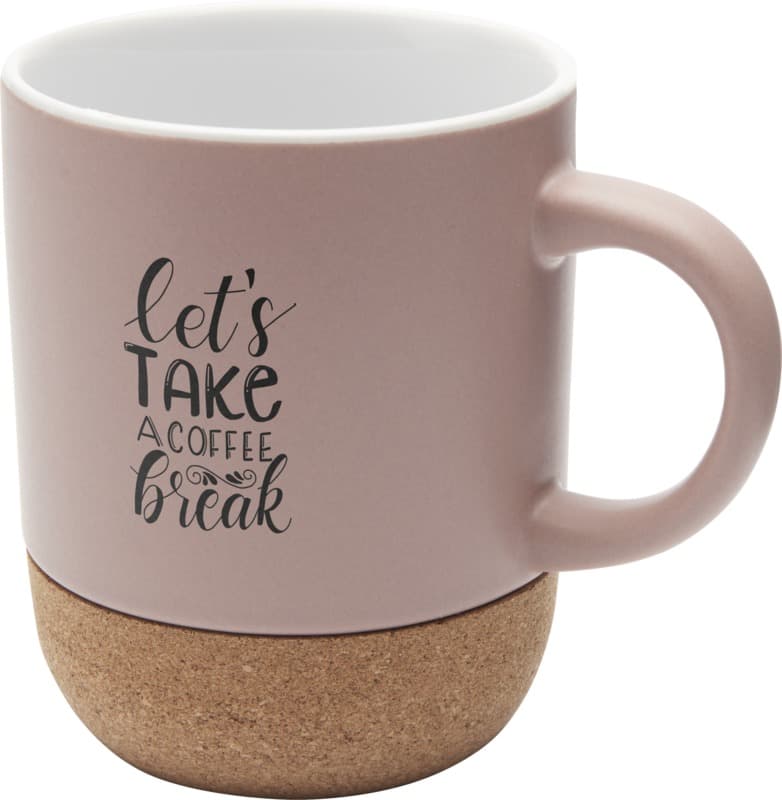 Billie 300 ml ceramic mug with cork details and matt finish 10