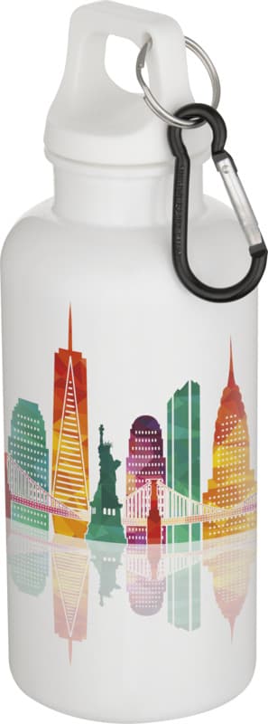 Oregon 400 ml solid colour RCS recycled plastic water bottle with carabiner  4