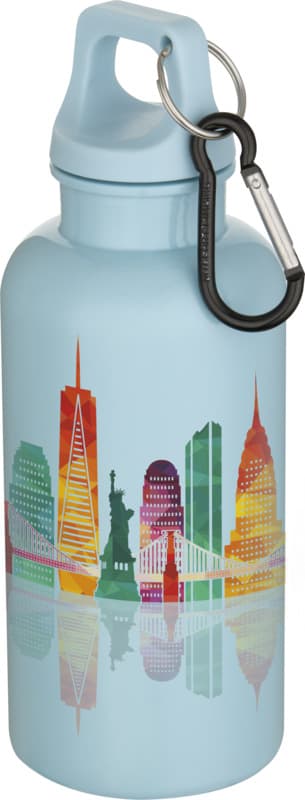 Oregon 400 ml solid colour RCS recycled plastic water bottle with carabiner  20