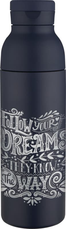 Illuminate 650 ml RCS recycled double wall stainless steel water bottle with 3-piece lid set 7