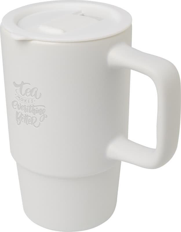 Carter 450 ml ceramic mug with plastic lid 6