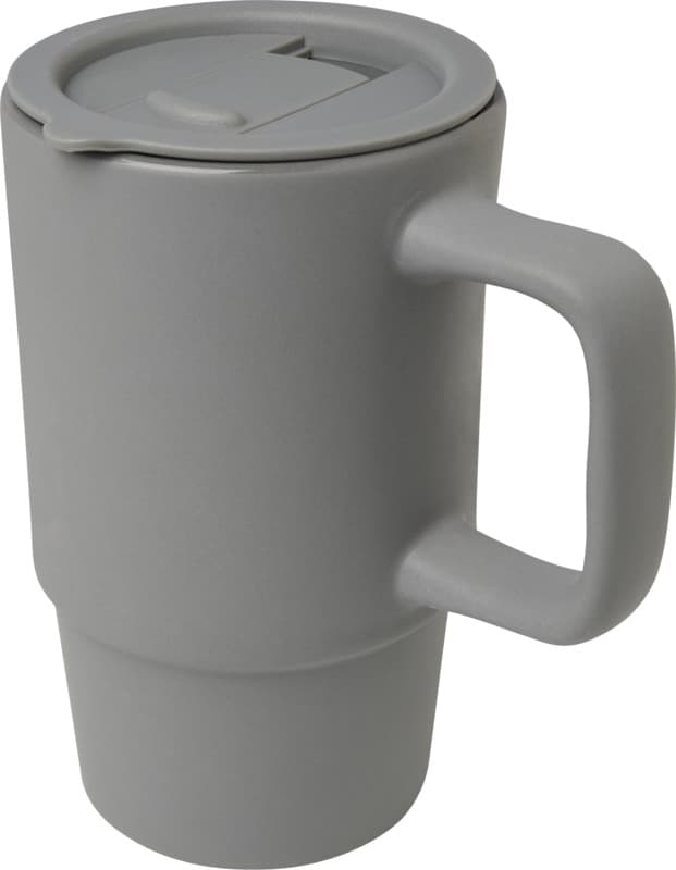 Carter 450 ml ceramic mug with plastic lid 7