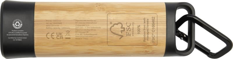 Kuma bamboo/RCS recycled plastic torch with carabiner 3