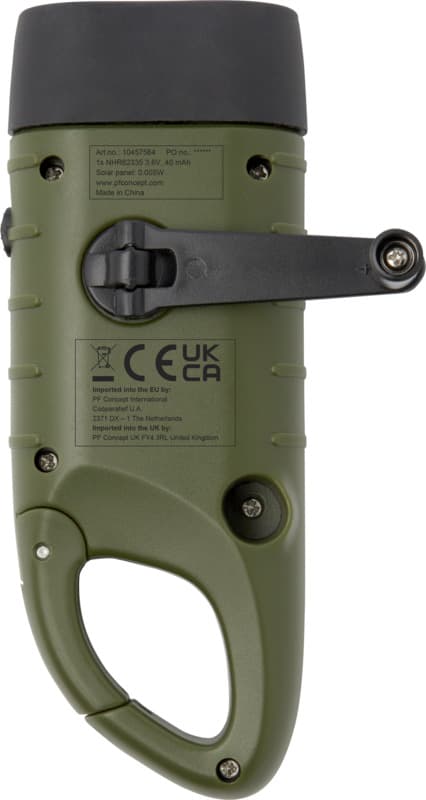 Helios recycled plastic solar dynamo flashlight with carabiner 6