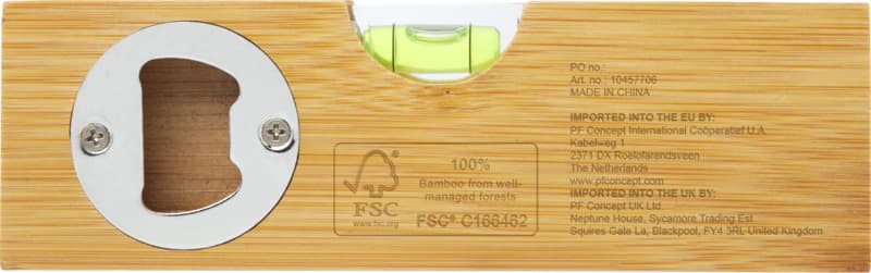 Flush bamboo spirit level with bottle opener 3