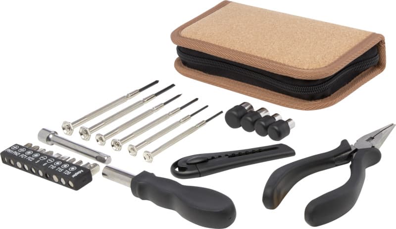 Spike 24-piece RCS recycled plastic tool set with cork pouch 3