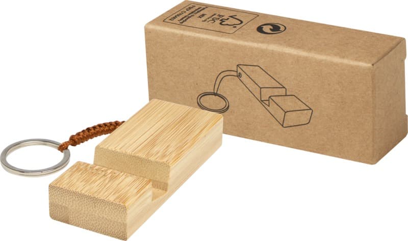 Bosona bamboo phone holder with keychain 1
