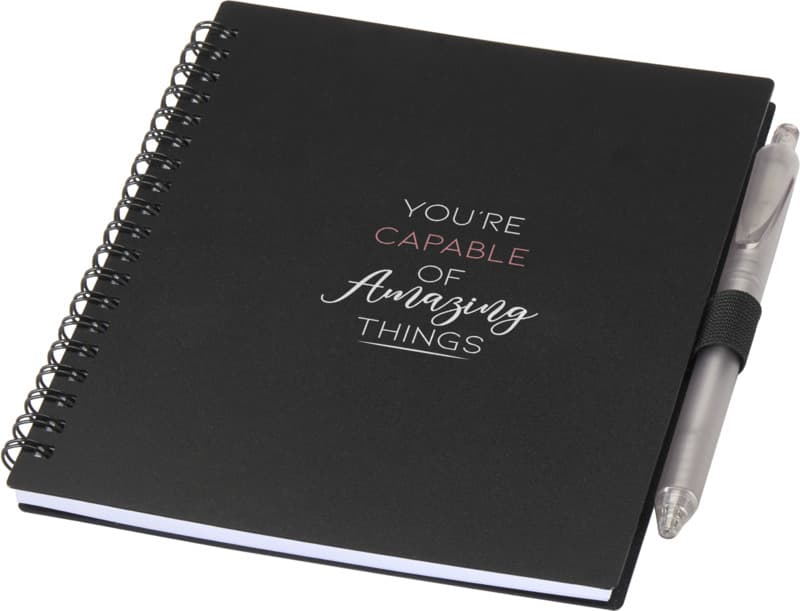 Niove recycled plastic soft cover notebook and ballpoint pen set (blue ink) 24