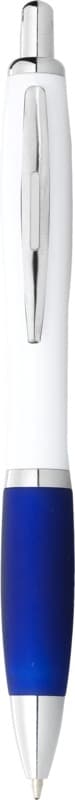 Nash ballpoint pen white barrel and coloured grip (blue ink) 1