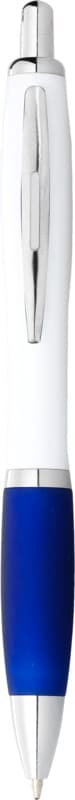 Nash ballpoint pen white barrel and coloured grip (blue ink) 2