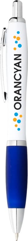 Nash ballpoint pen white barrel and coloured grip (blue ink) 4