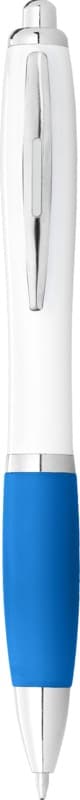 Nash ballpoint pen white barrel and coloured grip (blue ink) 20