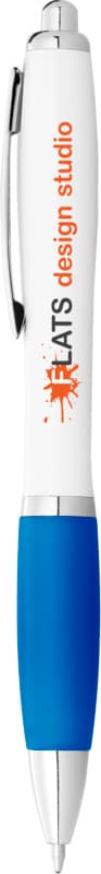Nash ballpoint pen white barrel and coloured grip (blue ink) 22