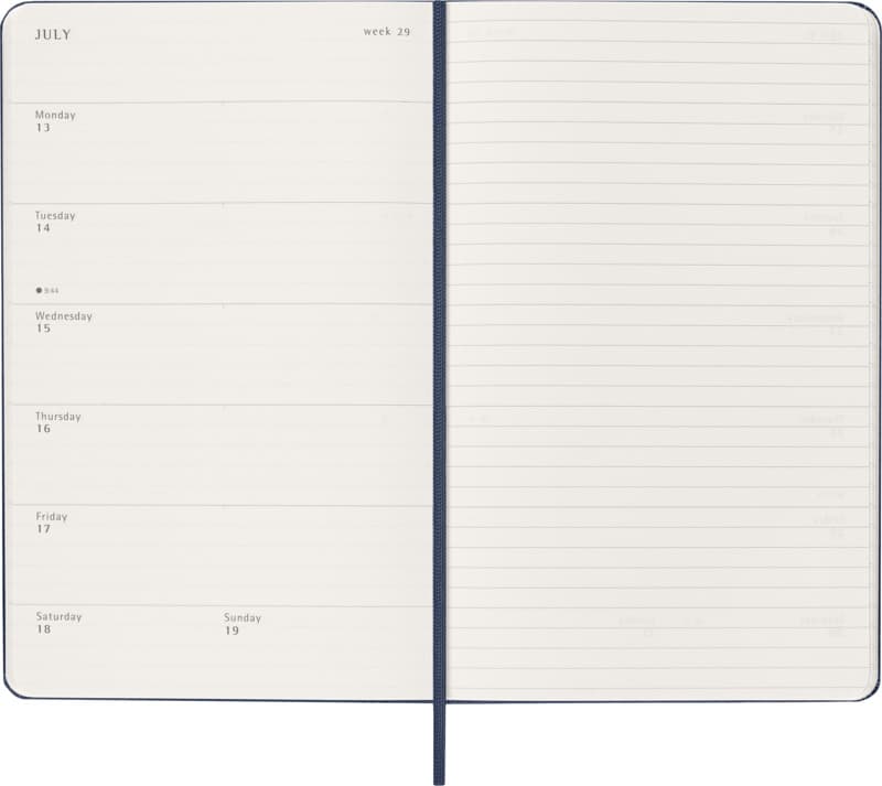 Moleskine hard cover 12 month weekly L planner 12