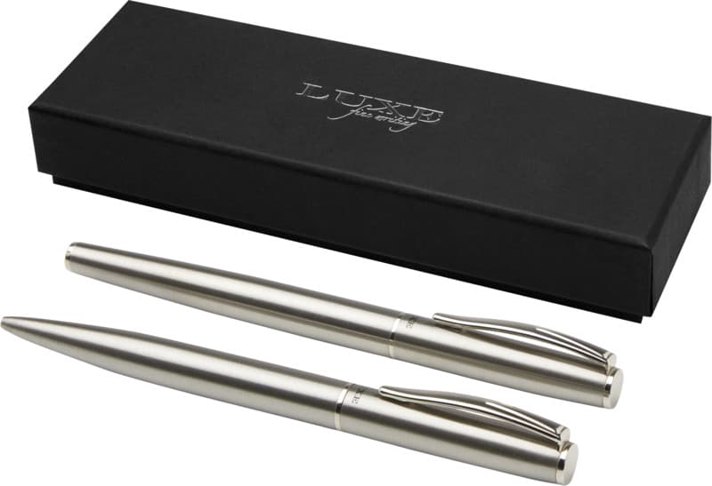 Didimis recycled stainless steel ballpoint and rollerball pen set (black ink) 1