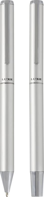 Lucetto recycled aluminium ballpoint and rollerball pen gift set (black ink) 2
