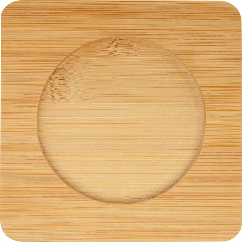 Manti 2-piece 350 ml double-wall glass cup with bamboo coaster  4