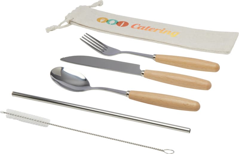 Root 5-piece stainless steel and beech wood cutlery set  5