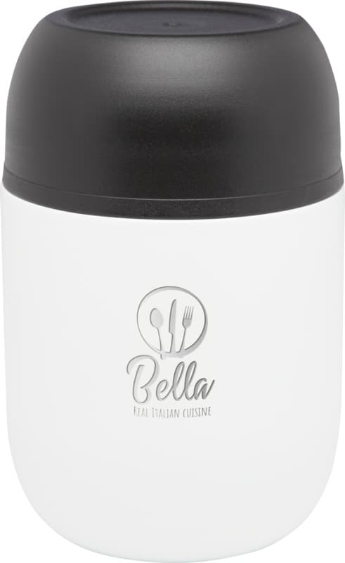 Supo 480 ml double-walled recycled stainless steel lunch pot with foldable spoon 8