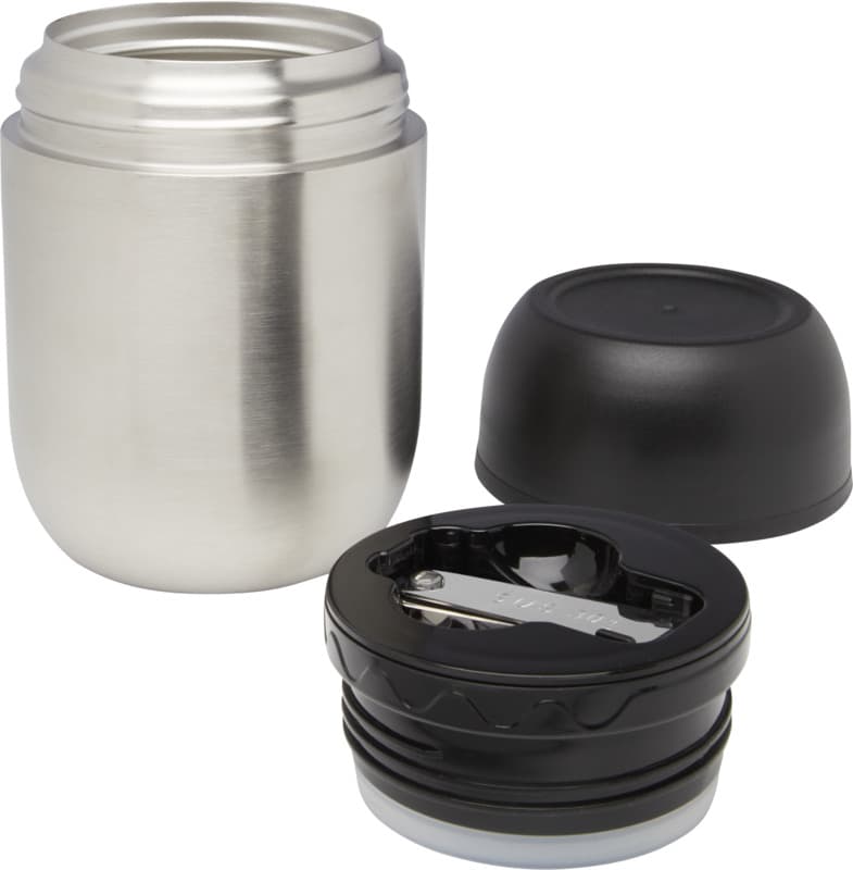 Supo 480 ml double-walled recycled stainless steel lunch pot with foldable spoon 12