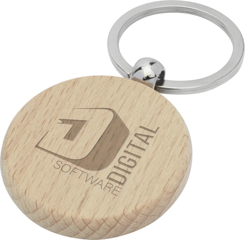 Giovanni beech wood round keychain 6
