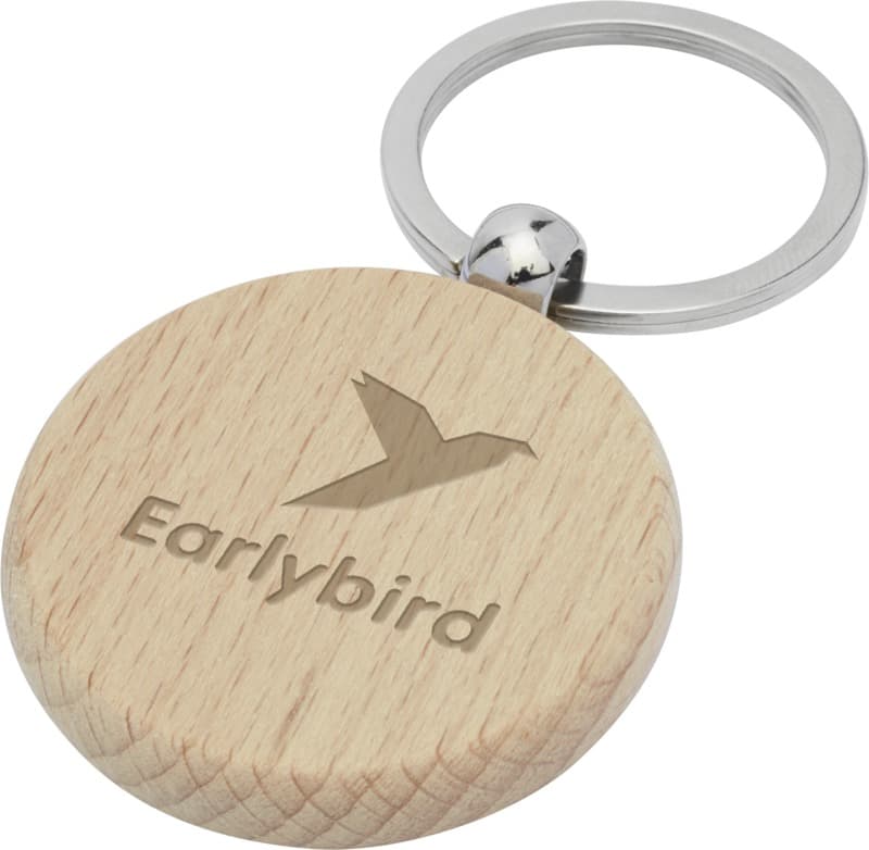 Giovanni beech wood round keychain 7
