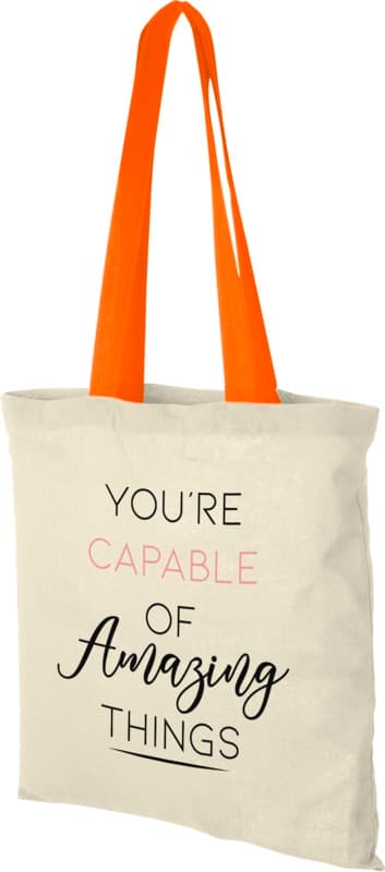 Nevada 100 g/m² cotton tote bag coloured handles 7L 36