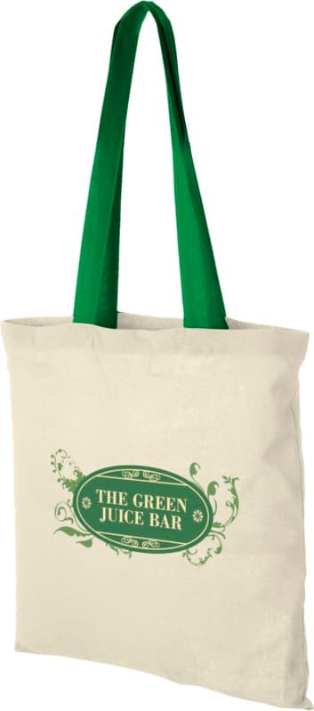 Nevada 100 g/m² cotton tote bag coloured handles 7L 40