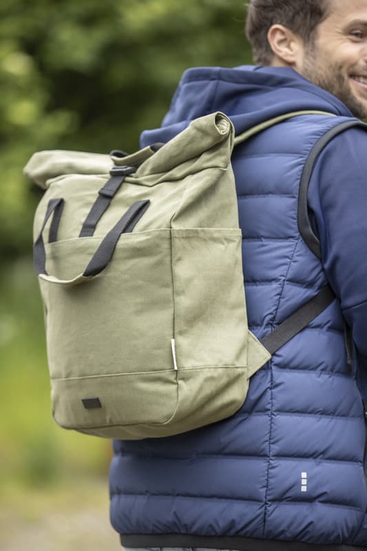 Joey 15” GRS recycled canvas rolltop laptop backpack 15L 8