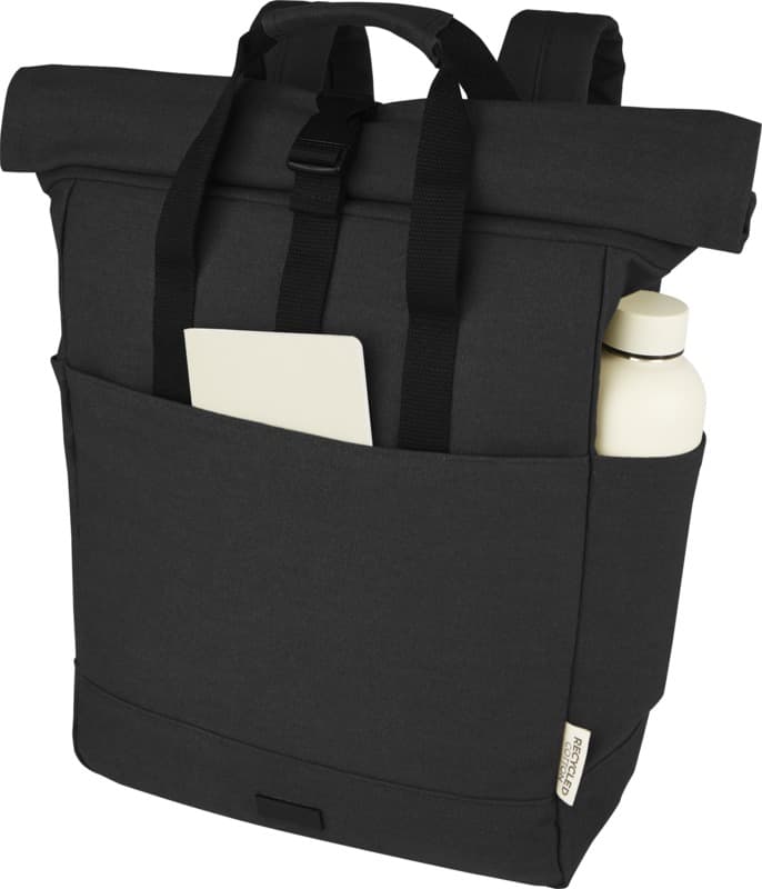Joey 15” GRS recycled canvas rolltop laptop backpack 15L 30