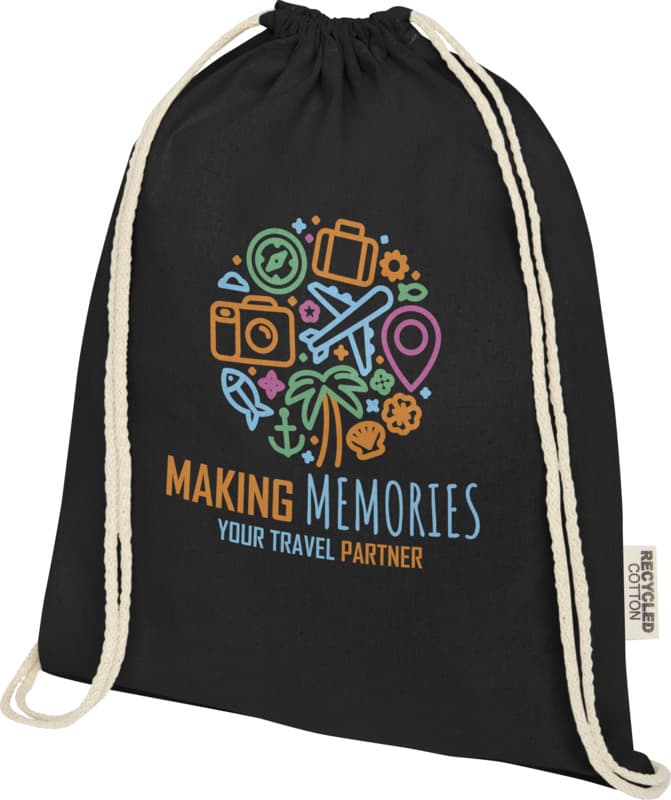 Oregon 140 g/m² GRS recycled cotton drawstring bag 31