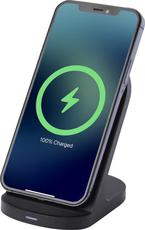 Loop 15W dual coil RCS recycled plastic wireless charging stand