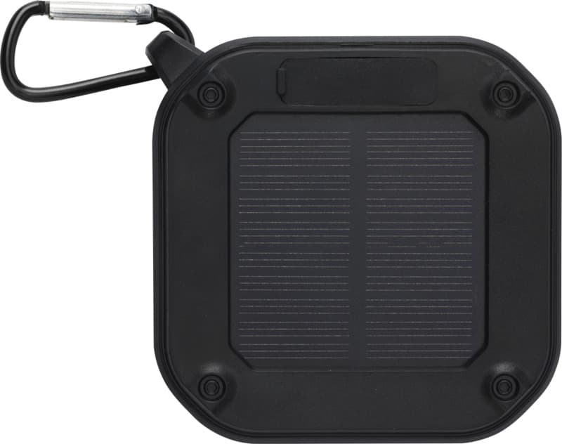 Solo 3W IPX5 RCS recycled plastic solar Bluetooth® speaker with carabiner  3