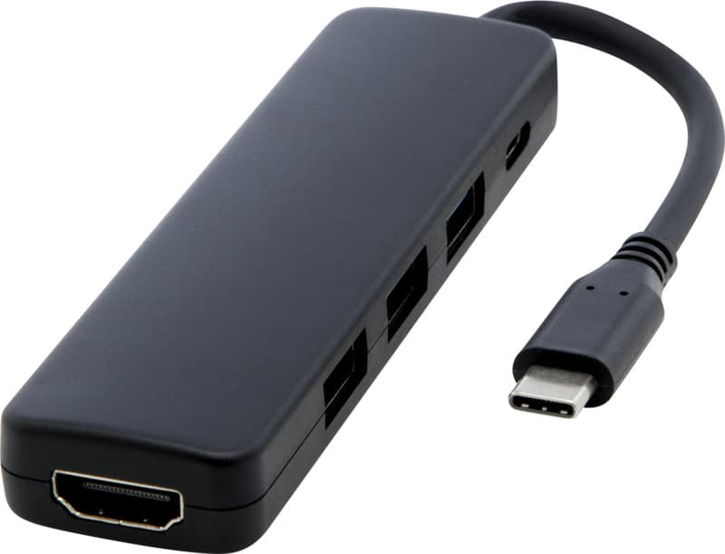 Loop RCS recycled plastic multimedia adapter USB 2.0-3.0 with HDMI port 1