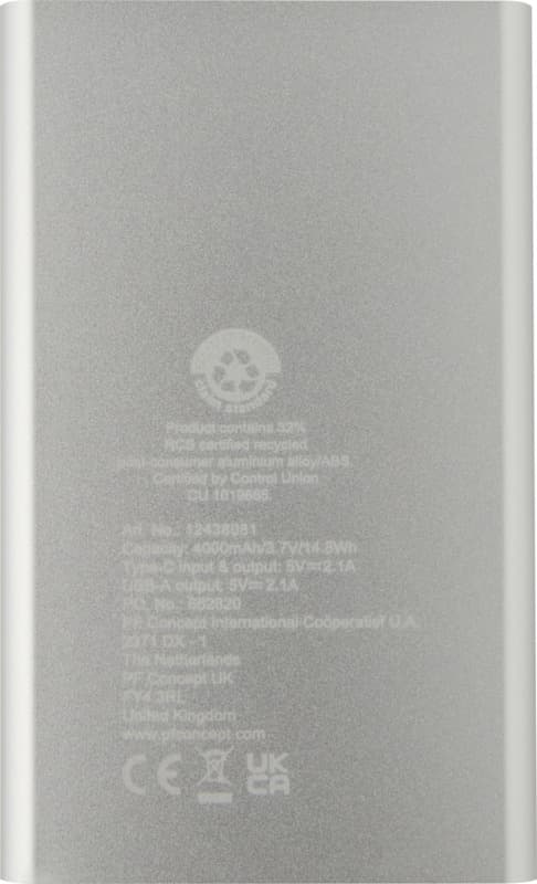 Pep 4000 mAh Type-C recycled aluminium power bank  19