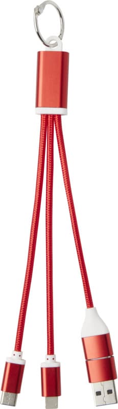 Metal 4-in-1 recycled aluminium charging cable with keychain 2