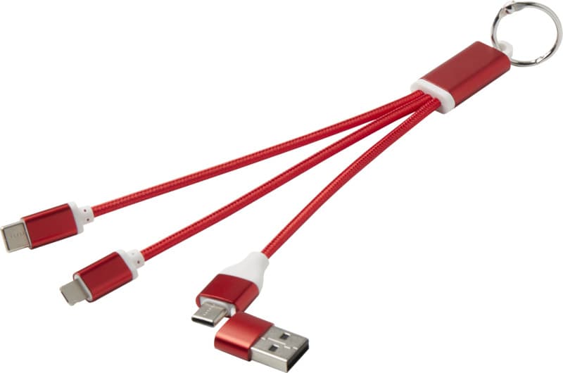 Metal 4-in-1 recycled aluminium charging cable with keychain 5
