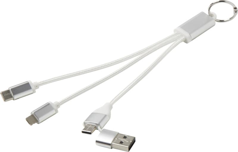 Metal 4-in-1 recycled aluminium charging cable with keychain 17