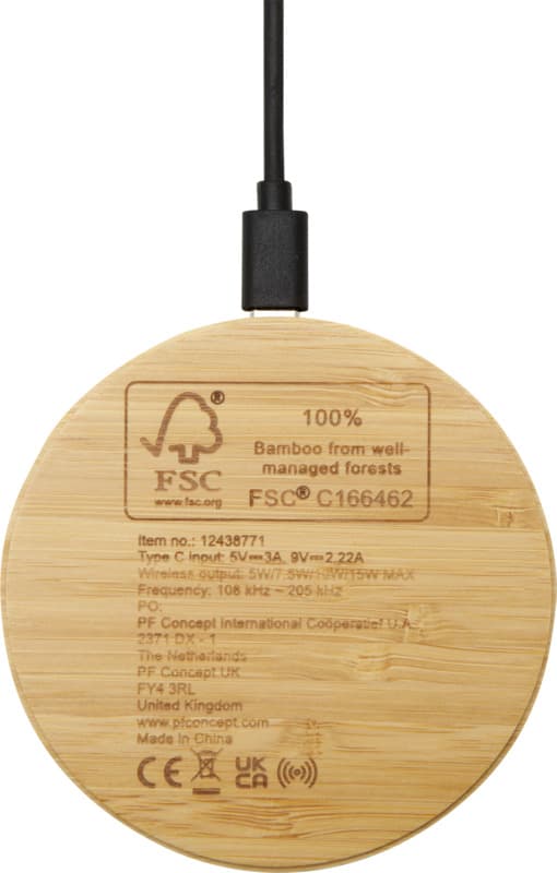 Essence 15W bamboo wireless charging pad 3